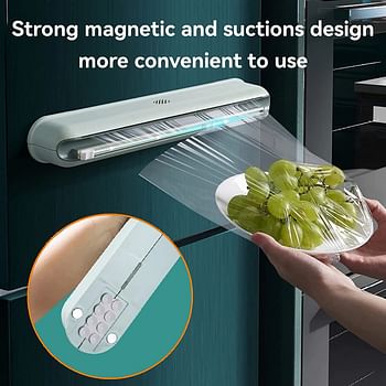 Plastic Wrap Dispenser with Slide Cutter Cling Film Cutter Refillable Foil/Film Dispenser Green