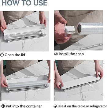 Plastic Wrap Dispenser with Slide Cutter Cling Film Cutter Refillable Foil/Film Dispenser Green