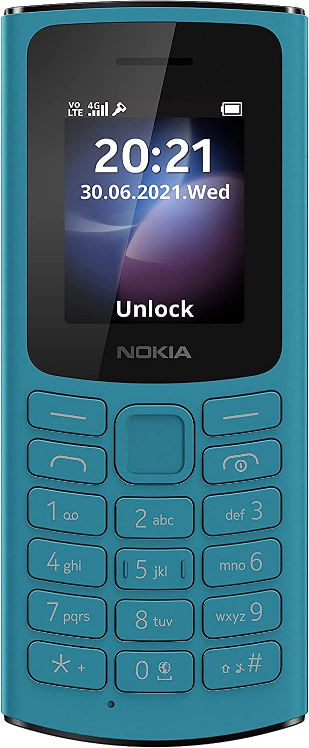 Nokia 105 4G Feature Phone With Long-Lasting Battery, Classic Quality Design , Packed Features, Classic Games, Radio, Flashlight And Plenty Of Storage Space, Dual Sim, RAM 48 Mb, Rom 128 Mb - Blue