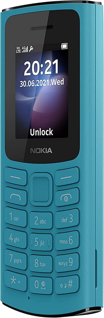 Nokia 105 4G Feature Phone With Long-Lasting Battery, Classic Quality Design , Packed Features, Classic Games, Radio, Flashlight And Plenty Of Storage Space, Dual Sim, RAM 48 Mb, Rom 128 Mb - Blue