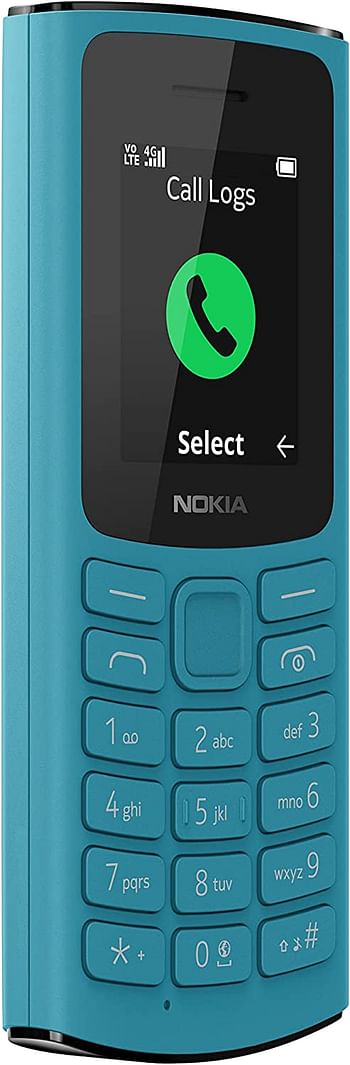 Nokia 105 4G Feature Phone With Long-Lasting Battery, Classic Quality Design , Packed Features, Classic Games, Radio, Flashlight And Plenty Of Storage Space, Dual Sim, RAM 48 Mb, Rom 128 Mb - Blue