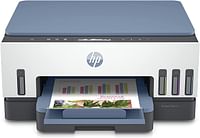 HP Smart Tank 725 All-in-One Printer لاسلكية طباعة مسح، نسخة طباعة تلقائية على الوجهين  طباعة حتى 18000 أسود أو 8000 صفحة لونية، أبيض/أزرق [28B51A]