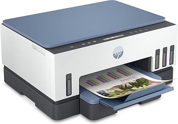 HP Smart Tank 725 All-in-One Printer لاسلكية طباعة مسح، نسخة طباعة تلقائية على الوجهين  طباعة حتى 18000 أسود أو 8000 صفحة لونية، أبيض/أزرق [28B51A]