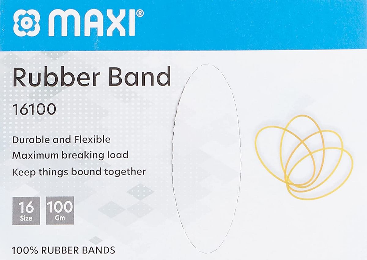 Maxi Rubber Band 100Gm Size 16 Stretchable For School Home Office Stationary Organizing Money Supplies Elastic Document Arts Crafts plastic Bags Diy Toy - Yellow