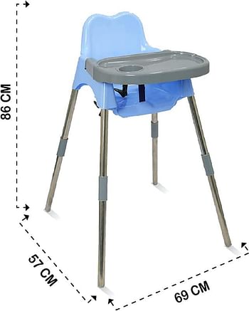 Esqube Luna Baby Feeding Chair And Kids Dining High Chair with Tray - Light Blue Color