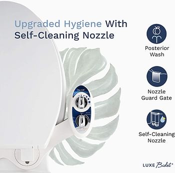 Luxe Bidet Neo 120 - Self Cleaning Nozzle - Fresh Water Non-Electric Mechanical Bidet Toilet Attachment (blue and white)