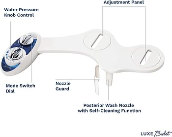 Luxe Bidet Neo 120 - Self Cleaning Nozzle - Fresh Water Non-Electric Mechanical Bidet Toilet Attachment (blue and white)