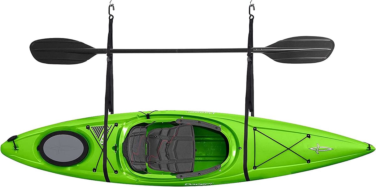 Rad Sportz 2028 Single Kayak Storage Strap Garage Canoe Hoists 55 Lb Capacity, Black