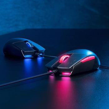 ASUS Optical Gaming Mouse - ROG Strix Impact II Electro Punk Edition | 6,200 DPI Sensor | Wired Gaming Mouse for PC | Ultimate Comfort | Aura Sync RGB, Armoury II