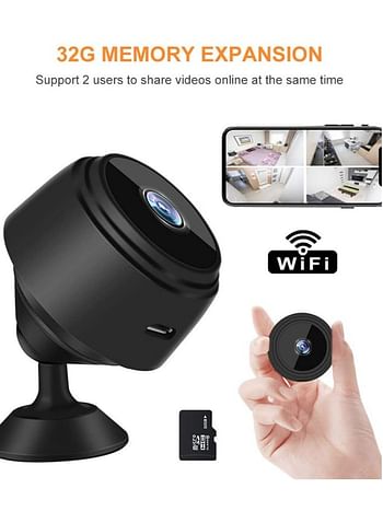 Wireless WIFI Mini Indoor Surveillance Camera with Night Vision 1080p HD Video Recording, Wide Angle