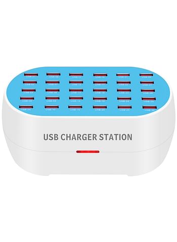 USB Charger, 30 Port 160W(30A) USB Charging Station Multi Port USB Hub Charger with Smart Detect for Multiple Devices Smartphones Tablets and Other Electronics