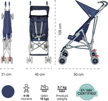 Moon Jet Light Weight Travel Buggy/Stroller For Baby/Kids/Toddler With Extra Wide Canopy |Umbrella Fold |Easy Assemble Shoulder Strap From 6 Months To 3 Years- Leaf Green