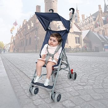 عربة اطفال جيت الترا خفيفة الوزن وصغيرة الحجم القابلة للطي من مون - مناسبة للاطفال (من 6 اشهر الى 3 سنوات) - ازرق داكن