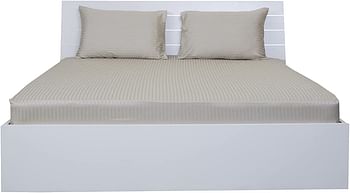 Stone Single Size 100 X 200 + 30 cm Hotel Linen Fitted Bed Sheet, Off White, Cotton Material