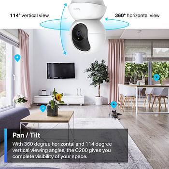 TP-Link Tapo Pan/Tilt Security Camera for Baby Monitor, Pet Camera w/ Motion Detection, 1080P, 2-Way Audio, Night Vision, Cloud & SD Card Storage, Works with Alexa & Google Home (Tapo C200)