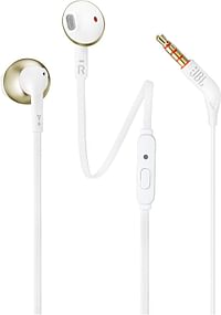 JBL Tune 205 by Harman Pure Bass Metal Earbud Headphones with Mic (Gold) /One Size