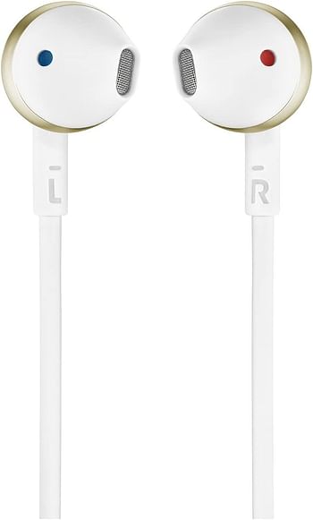 JBL Tune 205 by Harman Pure Bass Metal Earbud Headphones with Mic (Gold) /One Size