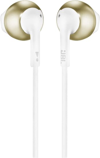 JBL Tune 205 by Harman Pure Bass Metal Earbud Headphones with Mic (Gold) /One Size