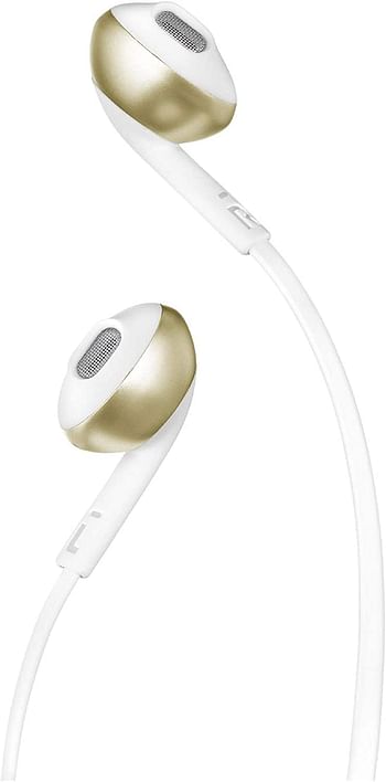 JBL Tune 205 by Harman Pure Bass Metal Earbud Headphones with Mic (Gold) /One Size