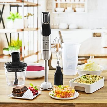 Moulinex InfinyForce Hand Blender with Accessories, Silver/Black, Stainless Steel/Plastic, DD95JD27