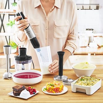 Moulinex InfinyForce Hand Blender with Accessories, Silver/Black, Stainless Steel/Plastic, DD95JD27