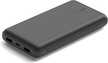 Belkin USB C Portable Charger 20000 mAh, 20K Power Bank with Triple Output, USB Type C Input Output Port and 2 USB A Ports - Black