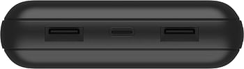 شاحن محمول بمنفذ USB-C سعة 20000 mAh يحتوي على 3 مخارج ومدخل USB - C ومنفذي USB-A لون اسود من بيلكن
