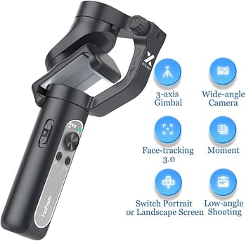 Hohem iSteady X Ultra-lightweight Foldable Handheld 3-Axis Gimbal Stabiliser for iPhone and Android Smartphone ISX01B iSteadyX - Black