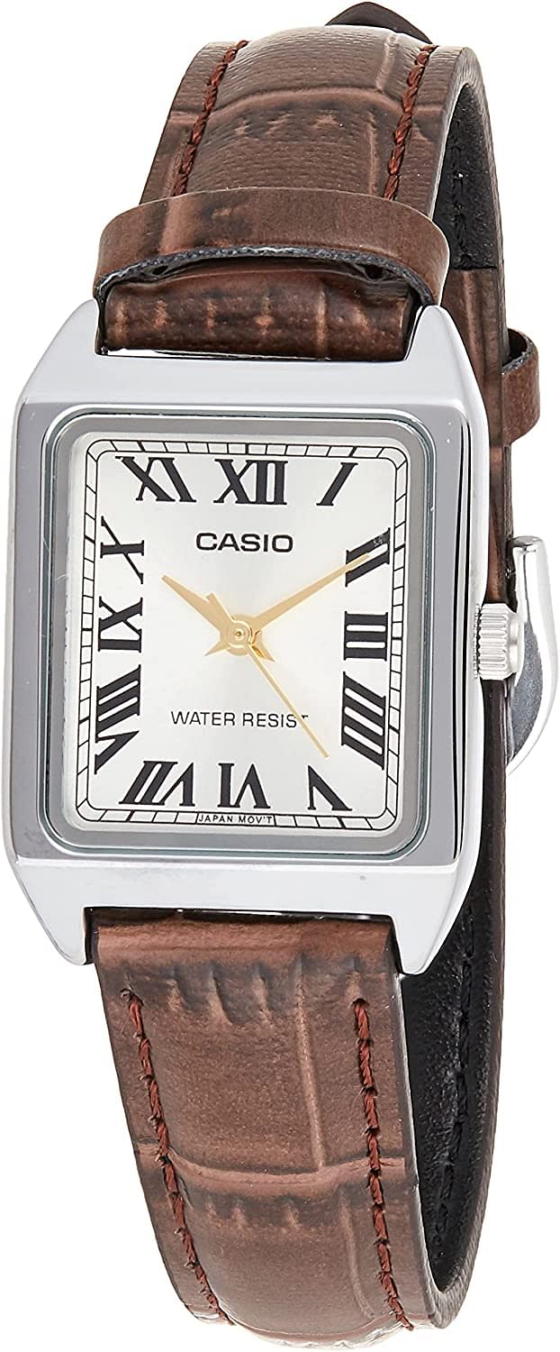 Casio Womens Quartz Dress Watch Analog And Leather Ltp V007L 9Budf Brown