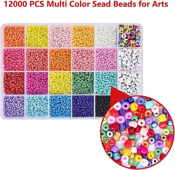 IBAMA Diy Handmade Beads Jewelry Making Kits with 7mm Alphabet Letter Heart Patterns and 3mm Colorful Rice Beads for Necklaces, Bracelets(12000pcs)