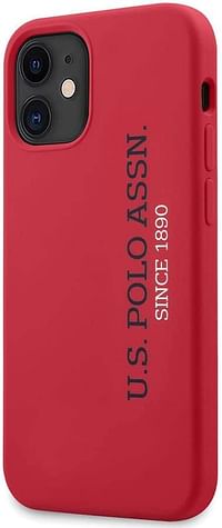 CG Mobile U.S.Polo Assn. Liquid Silicone Hard Case Vertical Logo, Scratch Resistant, Shock Absorption & Drop Protection Cover Officially Licensed (12 Mini (5.4"), Red)
