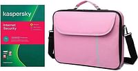 Laptop Bag, Datazone Shoulder Bag 15.6 Inch Pink With Kaspersky Internet Security 4 Devices With 1 Year License 2021 With English And Arabic/15.6 Inch/Pink