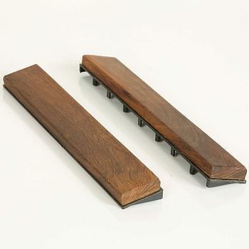 Bare Decor BARE-WF2010 EZ-Floor End Trim Piece Interlocking Flooring in Solid Teak Wood (Set of 2)/2 End Piece/Brown