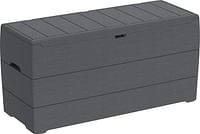 Cosmoplast Plastic Cedargrain Deck Storage Box 270 Liters For Indoors And Outdoors, Dark Grey