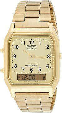 Casio Mens Quartz Watch, Analog-Digital Display and Stainless Steel Strap AQ-230GA-9BHDF Gold