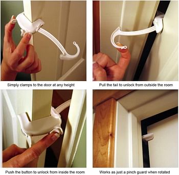 Door Monkey Child Proof Door Lock & Pinch Guard - For Door Knobs & Lever Handles - Easy To Install - No Tools Or Tape Required - Baby Safety Door Lock For Kids - Very Portable - Great For Dogs & Cats , Multicolor