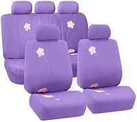 FH Group Ffb053115 Floral Embroidery Design Car Seat Covers Airbag Ready And Split Bench Purple Color Fit Most Car Truck Suv Or Van One Size Purple-Full Set5