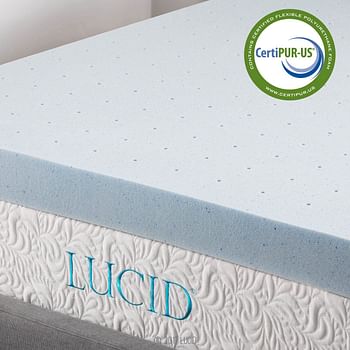 LUCID 4 Inch Gel Memory Foam Mattress Topper-Ventilated Design-Ultra Plush-Twin