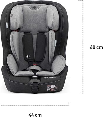 Kinderkraft Car Seat SAFETY FIX, Booster Child Seat, with Isofix, Top Tether, Adjustable Headrest, for Toddlers, Infant, Group 1/2/3, 9-36 Kg, Up to 12 Years, Safety Certificate ECE R44/04, Gray