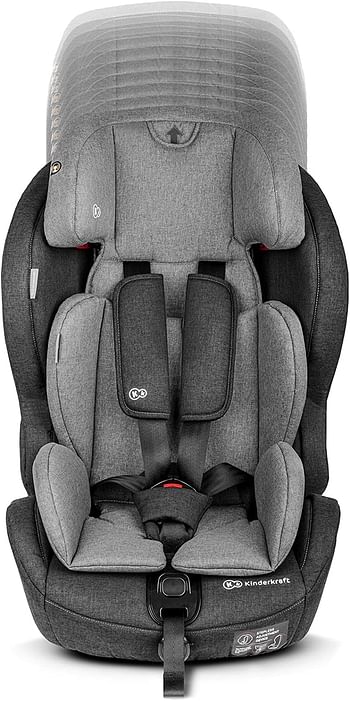 Kinderkraft Car Seat SAFETY FIX, Booster Child Seat, with Isofix, Top Tether, Adjustable Headrest, for Toddlers, Infant, Group 1/2/3, 9-36 Kg, Up to 12 Years, Safety Certificate ECE R44/04, Navy