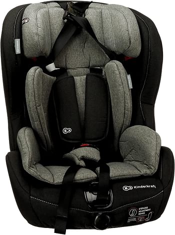 Kinderkraft Car Seat SAFETY FIX, Booster Child Seat, with Isofix, Top Tether, Adjustable Headrest, for Toddlers, Infant, Group 1/2/3, 9-36 Kg, Up to 12 Years, Safety Certificate ECE R44/04, Navy