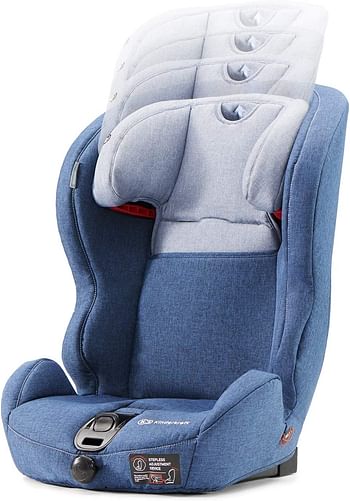 Kinderkraft Car Seat SAFETY FIX, Booster Child Seat, with Isofix, Top Tether, Adjustable Headrest, for Toddlers, Infant, Group 1/2/3, 9-36 Kg, Up to 12 Years, Safety Certificate ECE R44/04, Navy