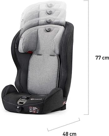 Kinderkraft Car Seat SAFETY FIX, Booster Child Seat, with Isofix, Top Tether, Adjustable Headrest, for Toddlers, Infant, Group 1/2/3, 9-36 Kg, Up to 12 Years, Safety Certificate ECE R44/04, Navy