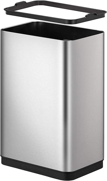 Eko Mirage-T 50 Liter / 13.2 Gallon Touchless Rectangular Motion Sensor Trash Can, Brushed Stainless Steel Finish Silver