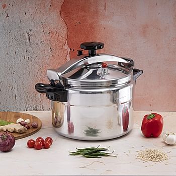 Royalford Aluminium Pressure Cooker – Lightweight & Durable Home Kitchen Pressure Cooker with Lid, Multi-Safety Device with Cool Touch Handles and Safety Valves – for Gas and Solid Hotplates 15L