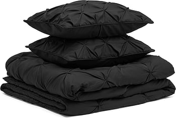Pinch Pleat Down-Alternative Comforter Bedding Set - King, Black