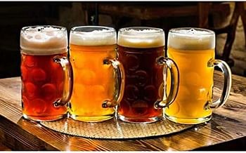 ARTC® German Beer Mug Stein 1000ml Beer Tankard, Glass Stein Isar Stein Handled Beer mug Classic Beer Tankard Jumbo Size Clear