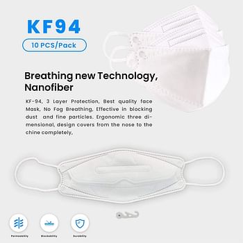 Face Mask [Pack of 10] ** [Individually Packed] Best Quality Non Woven Face Mask 3 Layer Protection No Fog Breathing/19.8 x 8.5cm/White