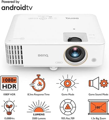 Benq Th685I 1080P Full Hd Gaming Projector With Android Tv, 4K Hdr Support |3500 Ansi Lumens |120Hz Refresh Rate, 8.3Ms Low Latency |Enhanced Game Mode |Compatible With Playstation And Xbox