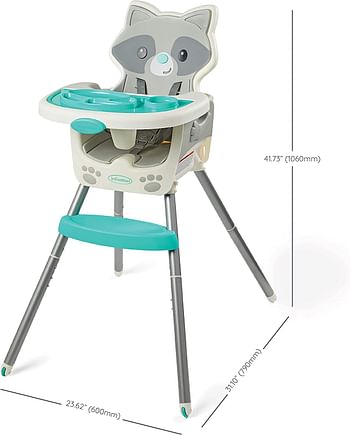 Infantino-Grow-With-Me 4-In-1 reclinable/Convertible Baby High Chair with soft cushion and rolling front wheels |Space Saver|Booster Seat|Toddler Chair- Aqua